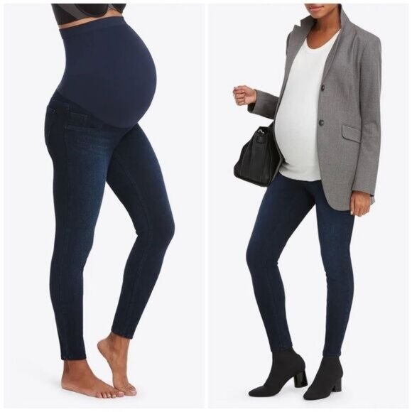SPANX women's size medium maternity Mama Ankle Jeanish Twilight Rinse jeans - Picture 1 of 13